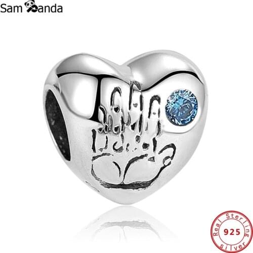 Original 100% 925 Sterling Silver Charm Bead Baby Boy Girl Charms Blue Pink Crystal Fit Bracelets Women DIY Jewelry