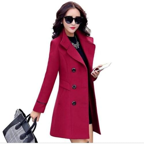 Autumn winter new fashion womens wool coat double breasted coat elegant bodycon cocoon wool long coat tops