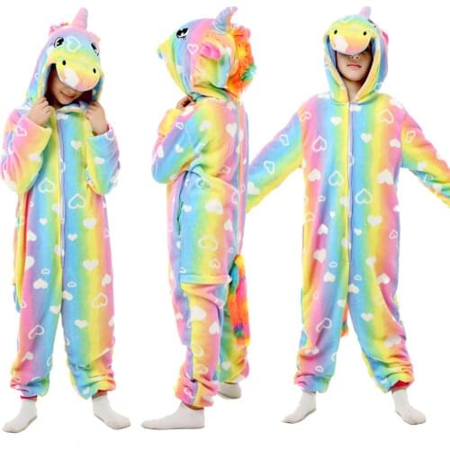 4 6 8 10 12 Years Children Pajamas Baby Girls Onesie Hooded Pajama Winter Sleepwear Unicorn Kigurumi Kids Jumpsuit Onesies