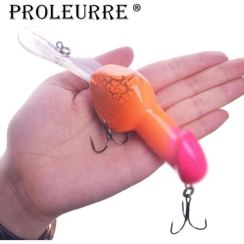 1Pcs Big Minnow Hard Fishing Lure 14cm 27g Diving 2-3M Swimbait Funny Penis Rattle Bait Crankbait Spinner Bass With Treble Hooks