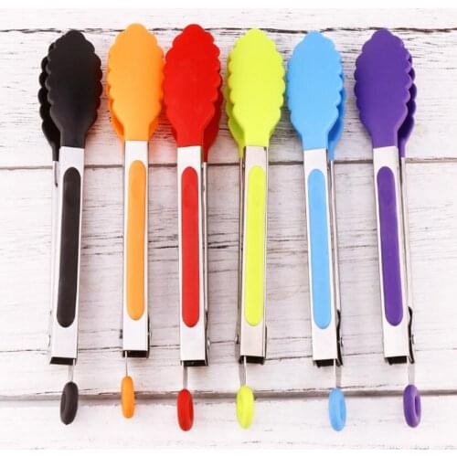 8inch Stainless Steel BBQ Grilling Tong Salad Bread Serving Tong Non-Stick Barbecue Grilling Cooking Tongs Kitchen Accessories