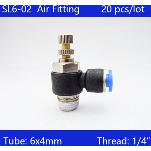 HIGH QUALITY 20pcs Pneumatic Piping Speed Controller One Touch Fitting 6mm to 1/4" Male Thread SL6-02