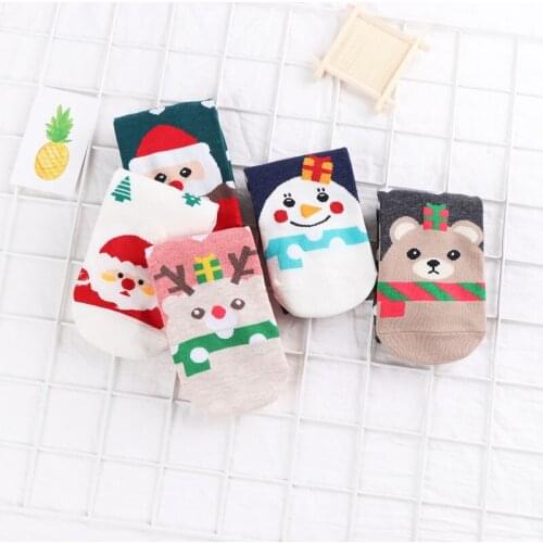 Ladys Casual socks Cotton Womens Under Clothing and Male short sock Cartoon Snowman breathable sock Christmas Gift Crew Sock