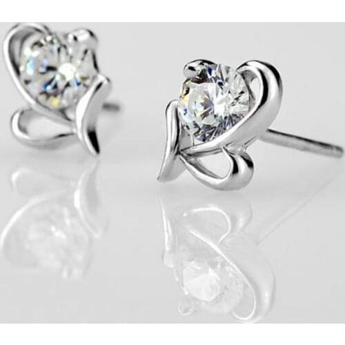 Bowknot Earrings Crystal Heart Shampoo Ladies High Quality Fashion Jewelry Earrings Wholesale Pendientes Cristal Negro