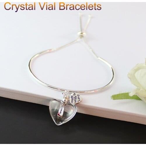 1PC Clear Crystal Vial Bracelets Wishing Bottle bracelets Perfume Vial Charm Bracelet Women Jewelry Gift