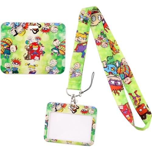 1pcs ZF2996 Cartoon Naughty Boy Lanyard Card Holder Student Hanging Neck Mobile Phone Lanyard Badge Subway Access Card Holder