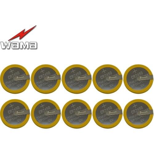 10pcs CR2450 2 Feet Welding Solder Pins Button Cell Battery 3V 180 degree Bluetooth Watch Accessories