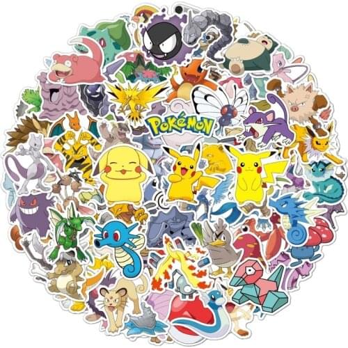 100Pcs Pokemon cartoon stickers leather cacchu sticker luggage compartment skateboard bike guitar laptop kids waterproof