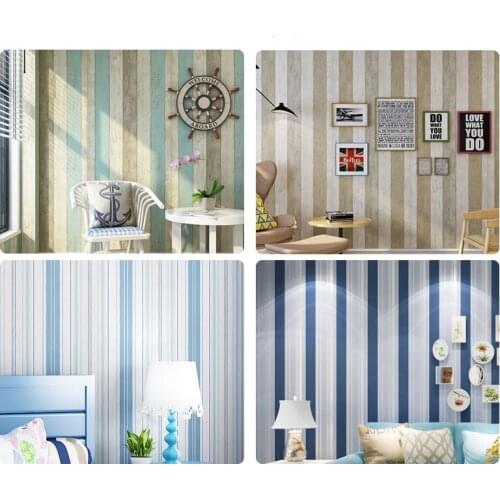 3m x 53cm Striped Wallpaper Self Adhesive Wall Furniture Counter-Top Sticker Blue Pink Home Living Room Bedroom Door Stick Paper