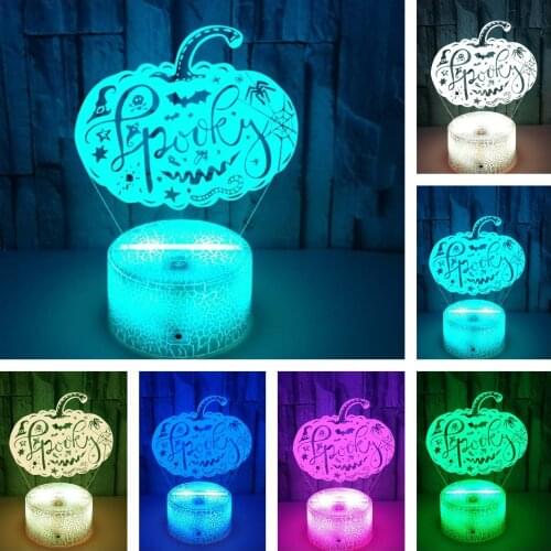 New Halloween Pumpkin 3d Night Light Led Touch 3d Lamp Illusion Color Changing Table Lamp For Bedroom Home Holiday Decoration