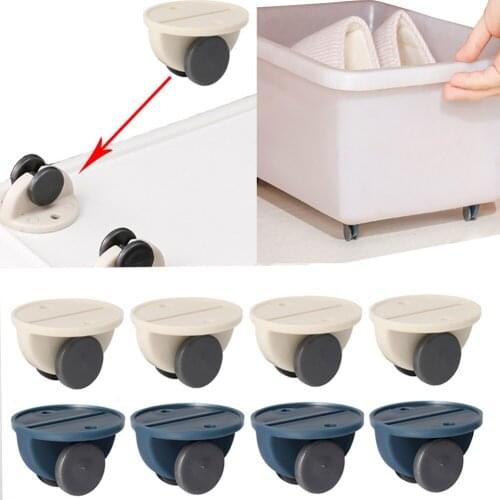 4pcs Adhesive Pulley Storage Box Pulley Trash Can Self-adhesive Pulley Home No Noise No Scratches Box Wheels