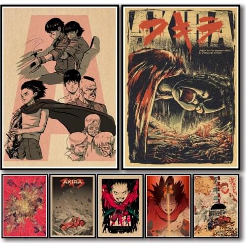 44 Designs Anime Akira Kraftpaper Poster Artwork Homedecal Fancy Wall Sticker for Coffee House Bar