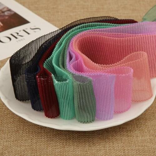 5 yards Wavy Pleated Snow Gauze Organza Ribbon for Diy Hairwear Accessories Bouquet Cake Gift Box Packaing Sewing Clothing Trims