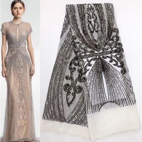 9colors fashion African French net lace fabric gorgeous sequins lace fabric high quality for attractive party dress FJL004