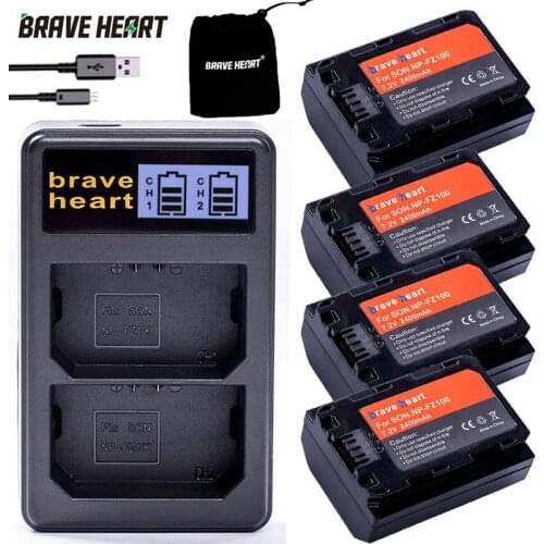 4x bateria NP FZ100 NP-FZ100 NPFZ100 Battery + LCD Dual USB Charger for Sony FZ100 Battery A7R III A7 III BC-QZ1 A9/A9R Alpha9