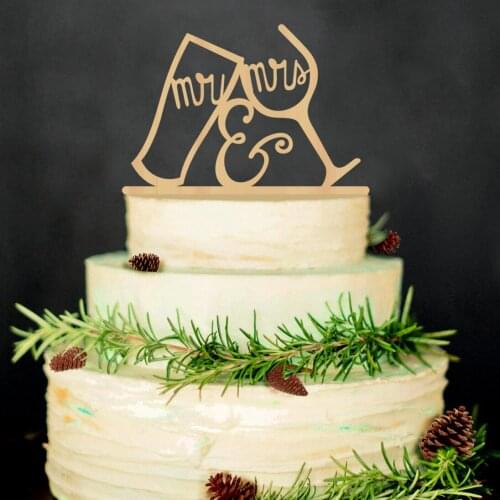 Wood Wedding Cake Topper Happy Mr&Mrs Cake Decoration Anniversary Married Cake Insertion MR & MRS Wedding Cake Decoratings