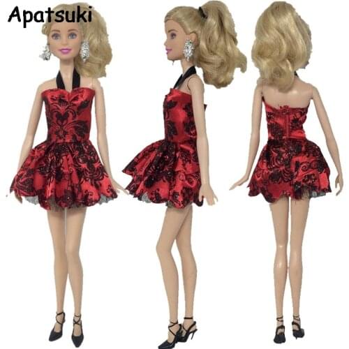 Kids Toy Red Sexy Sundress Party Dress For Barbie Doll Kids Toy Fashion 1/6 Doll Clothes For 1:6 BJD Dolls Accessories