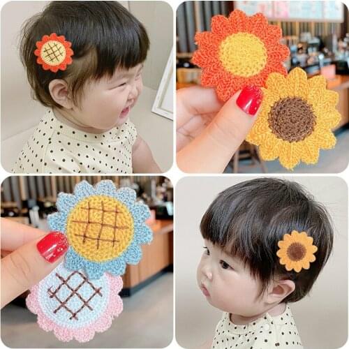 Children Cute Candy Smiley Sun Flower Knitting Ornament Hair Clips Girls Lovely Sweet Barrettes Hairpins Kids Hair Accessories