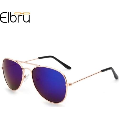 Elbru Children Reflective Colore Sunglasses Baby Fashion Square Metal Sun Glasses Kids Outdoor UV400 Eyeglasses For Girls&Boys