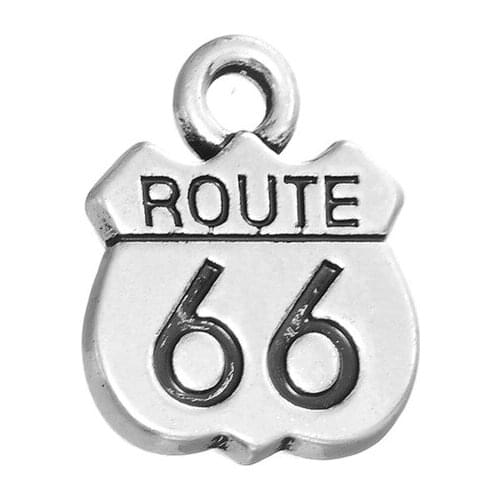 RAINXTAR Double Side Vintage American The Mother Road Route 66 Alloy Jewelry Charms 50pcs AAC102