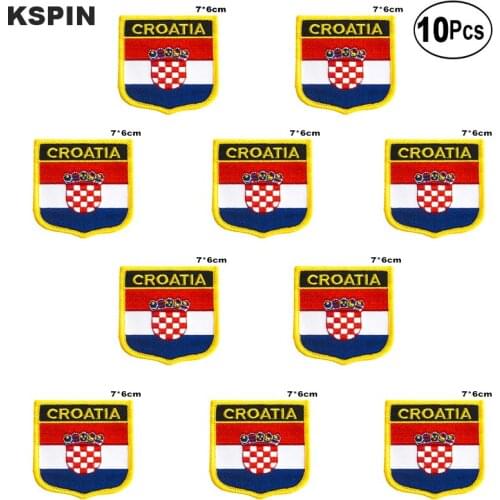 Croatia Flag Embroidery Patches Iron on Saw on Transfer patches Sewing Applications for Clothes in Home&Garden