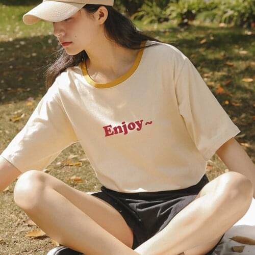 Pure Cotton Short-Sleeved T-Shirt Women Summer New Fake Two-Piece Korean Loose Half-Sleeved Ins Trendy Clothes