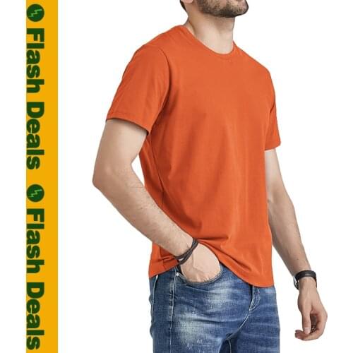 Cotton T-Shirt Male Women Tees Long Solid Family Clothing Men Female Plain Tshirts Basic Tee Shirts Boy Girl Lovers Gifts Orange