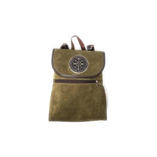 Serraje leather backpack with rosette