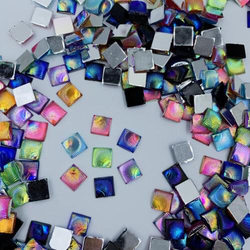 100pcs 8mm Crystal AB Square Rhinestone Flatback Acrylic Crystal Stones Non Hotfix Scrapbook Strass Non Sewing Beads