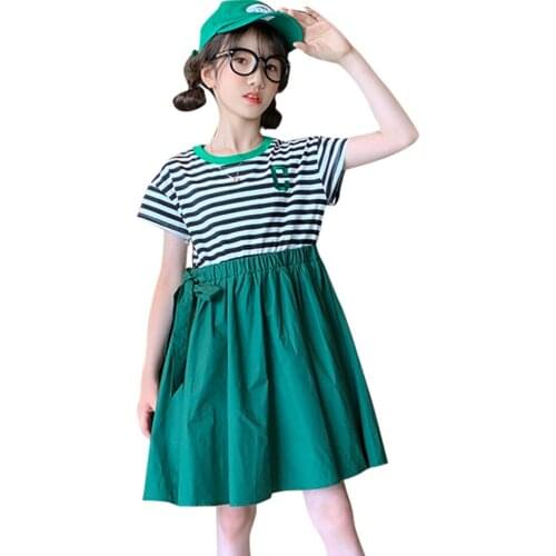 Girl Summer Dress Striped Party Dress For Kids Girl Patchwork Kids Dress Casual Style Childrens Costumes For Girls