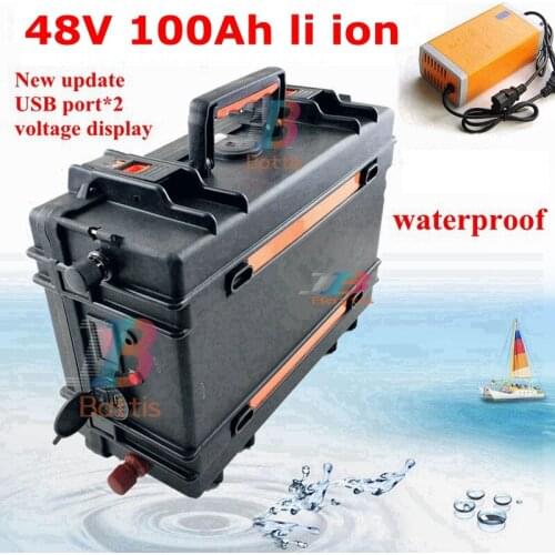 Lithium ion 48V 100AH battery pack not 48V 200AH li ion BMS for 4500w scooter bike EV golf cart inverter solar + 10A charger