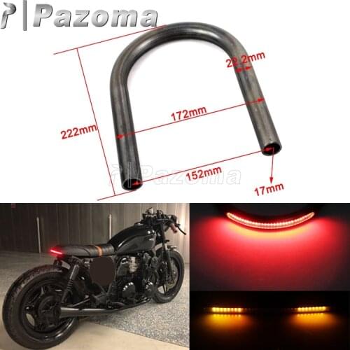 Motorcycle 7/8" Cafe Racer Rear Seat Frame Hoop Loop w/ LED Turn Signal Tail Brake Lamp for Yamaha Suzuki Honda CB750 550 650
