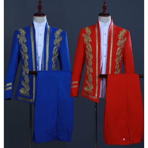 Mens Classic Embroidery Palace Stage Singer Wedding Suits Coat Pant Costume Men Nightclub Suit Jacket Tide Bar Blazer DT1477