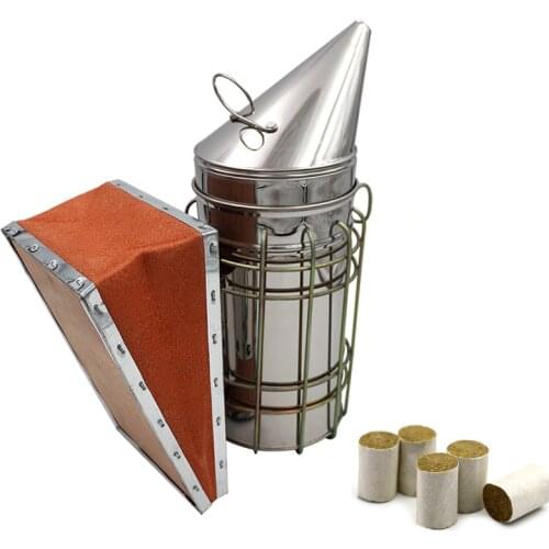 Manual Bee Smoker Transmitter Kit Bee Smoke Bomb Bee Hive Sprayer Beehive Equipment Beekeeping Tools With Heat Shield Protection