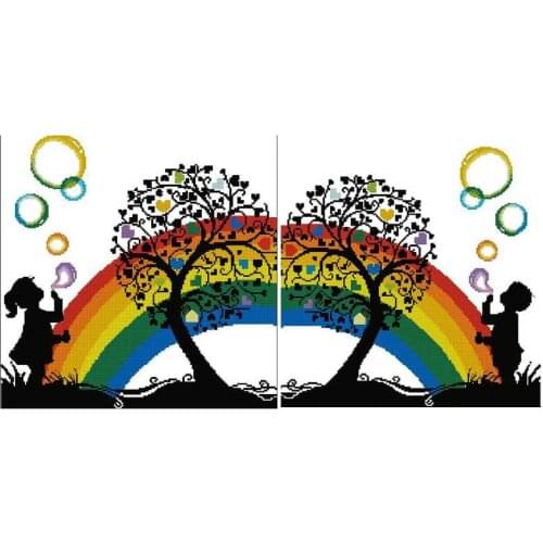 Rainbow Bubble patterns Counted Cross Stitch 11CT 14CT 18CT DIY Chinese Cross Stitch Kit Embroidery Needlework Sets