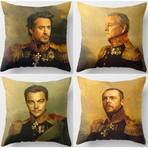 Celebrities Replaceface Generals Cushion Cover Bill Murray Will Smith Robert Downey Jr. Pillow Case Linen Cotton Pillow Covers