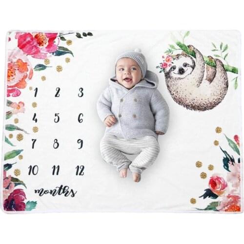 New Baby Monthly Record Growth Milestone Blanket Newborn Swaddle Wrap Photography Props Creative Background Cloth Infant Gifts