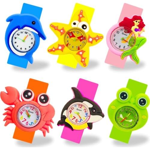 New Arrival Children Watches High Quality Cartoon Crab/starfish/mermaid/whale/frog Kids Girls Watch Casual Quartz Clock Relojes