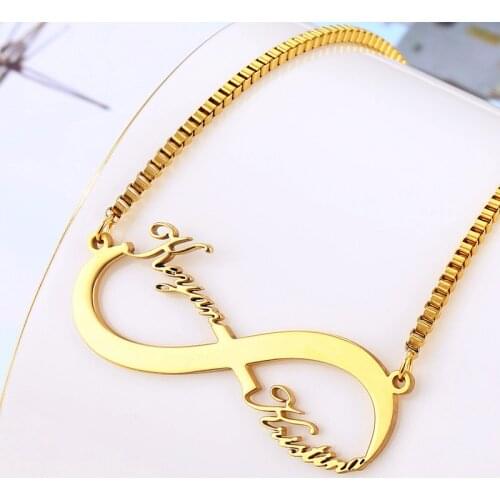 Stainless Steel Custom Name Necklace Personalized Gold Plated Infinity Pendant Friendship Necklace Jewelry Best Friend Gift