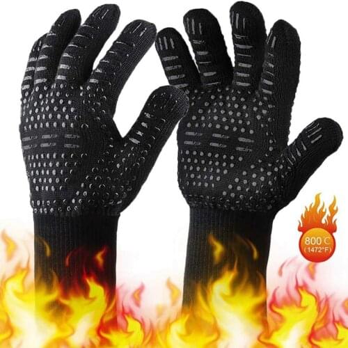 Microwave Oven Gloves BBQ Gloves High Temperature Resistance Oven Mitts 500 800 Degrees Fireproof Barbecue Heat Insulation