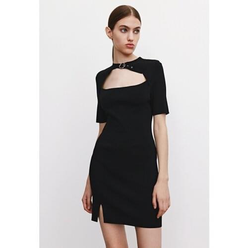 Summer Dress Female Solid Casual Womens Dresses Short Sleeve Sexy Woman Dress Hollow Out Split Summer Dresses Ladies 2021