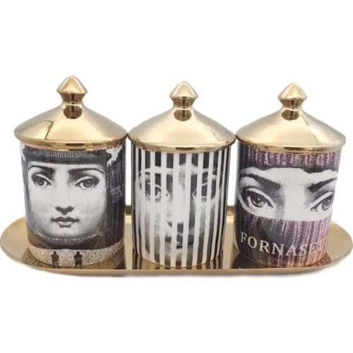 Fornasettia Face Aromatherapy Candlestick Aromatherapy Can Ornament Candle Cup European Cup Jewelry Storage Can Ceramic