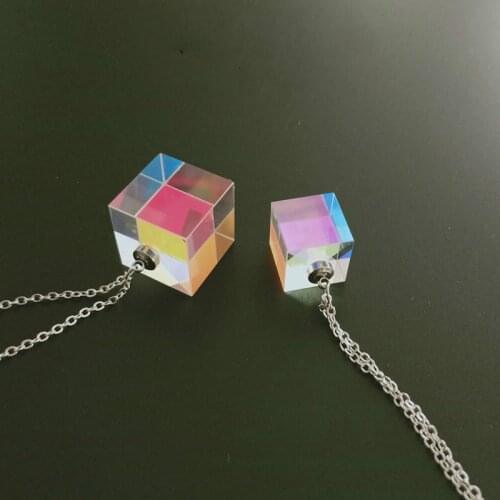 Prismatic Prism Pendant Six-sided Bright and Flawless Cosmic Cube Photo Props Light Cube Necklace The Same Star
