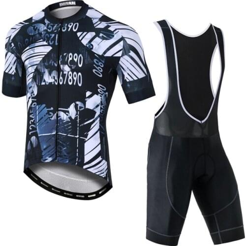 YOCENE Popular Men Bicycle Jersey Blue-Black Printing Zipper Spandex Clothing