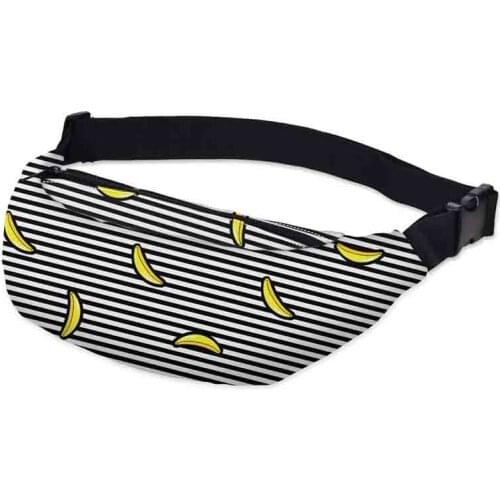 Free Shipping High Quality 3D Printed Waist bags Pack Striped with Banana Pattern Adjustable Band for Outdoors Fanny Packs