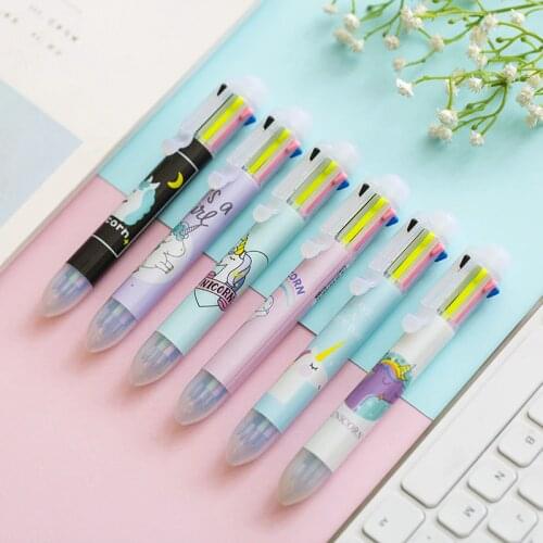 Multi colors marke lovely Unicorn ballpoint pen 8 color pens highlighter Stationery Office accessories school supplies
