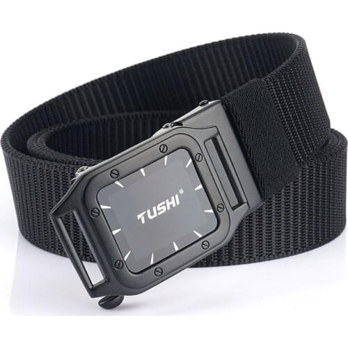 Luxury Brand Men Belt Watch Pattern Automatic Buckle Business Style Breathable Quick-drying Nylon Belt For Trousers Casual Strap