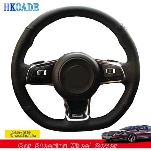 DIY Black Artificial Leather Car Steering Wheel Cover For Volkswagen Golf 7 GTI Golf R MK7 VW Polo GTI Scirocco 2015 2016