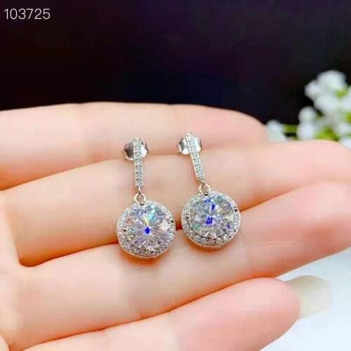 Passed Diamond Test Excellent Moissan Diamond S925 Silver 18k Gold Plated D Color Round Bag Diamond Stud Earring Luxury Jewelry