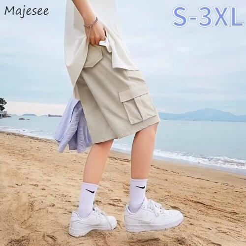 Cargo Shorts Men Hip-pop Knee-length Trousers Multi-pockets Ins All-match Harajuku Ulzzang Street Wear Teens Baggy Oversize 3XL
